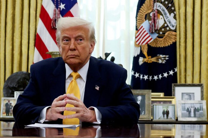 FILE PHOTO: FILE PHOTO: U.S. President Donald Trump delivers remarks in the Oval Office of the White House in Washington