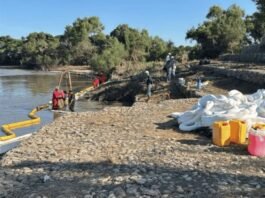 Concluyen al 100 % los trabajos de limpieza de Pemex en la bocatoma de la CAEV en Álamo